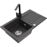 Mexen Pablo granite 1-bowl sink with drainer and kitchen faucet Rita, black speckled - 6510-76-670300-70