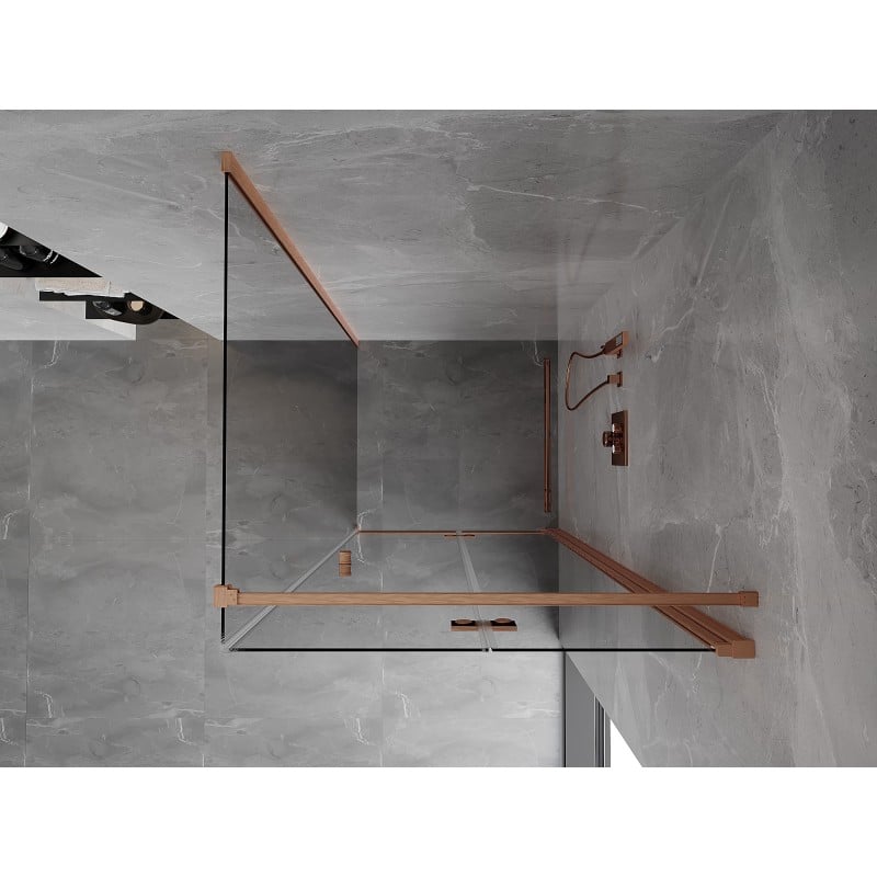 Mexen Mist-F Folding Shower Cabin Right 70 x 70 cm, Transparent, Brushed Copper - 8A6T-070-070-65-00-P