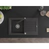 Mexen Pablo granite sink 1-bowl with drainer and Rita kitchen tap, black speckled- 6510-76-670300-76