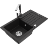 Mexen Pablo 1-Bowl Granite Sink with Drainer and Rita Kitchen Tap, Black - 6510-77-670300-00