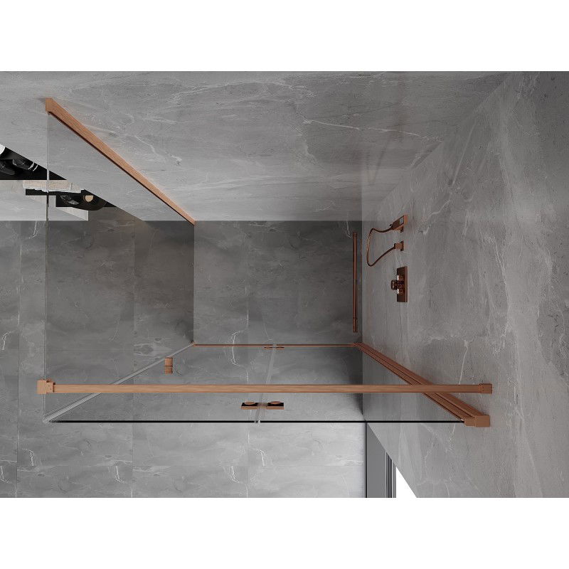 Mexen Mist-F Right Folding Shower Enclosure 85 x 95 cm, Transparent, Brushed Copper - 8A6T-085-095-65-00-P