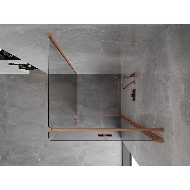 Mexen Mist-F foldable shower enclosure right 95 x 95 cm, transparent, brushed copper - 8A6T-095-095-65-00-P