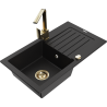 Mexen Pablo granite sink 1-bowl with drainer and kitchen faucet Rita, black - 6510-77-670300-50