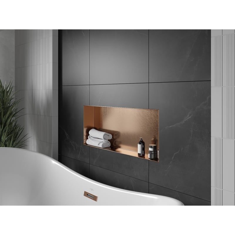 Mexen X-Wall-NR recessed shelf without flange 75 x 30 cm, brushed copper - 19C1753010