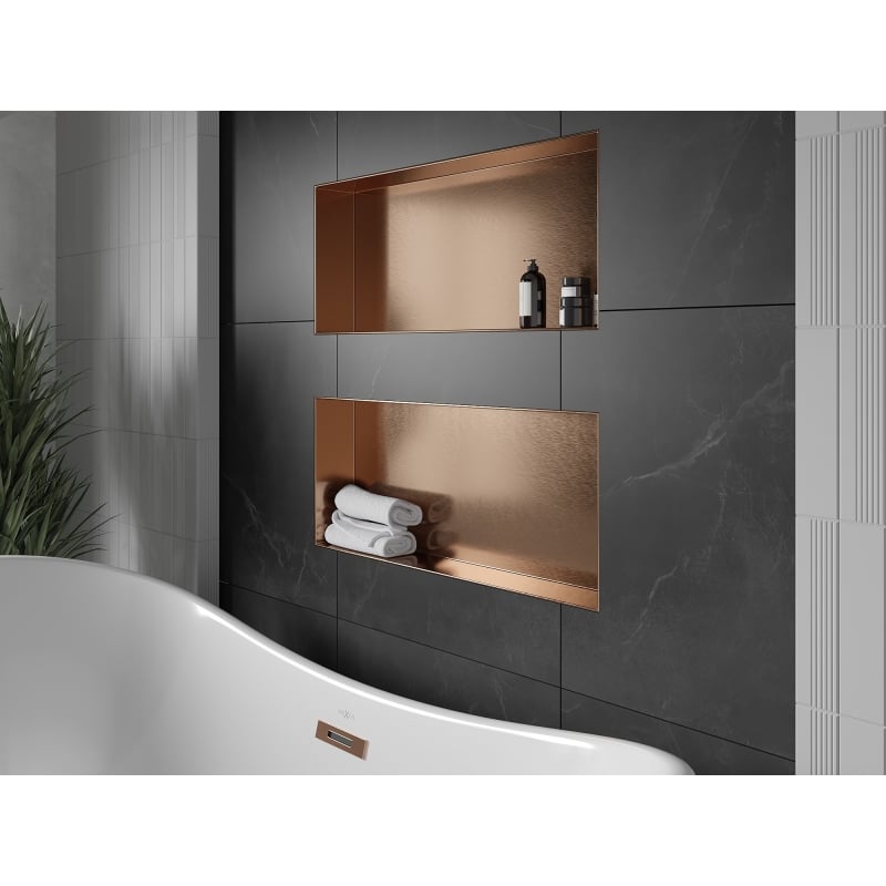 Mexen X-Wall-NR recessed shelf without flange 75 x 30 cm, brushed copper - 19C1753010