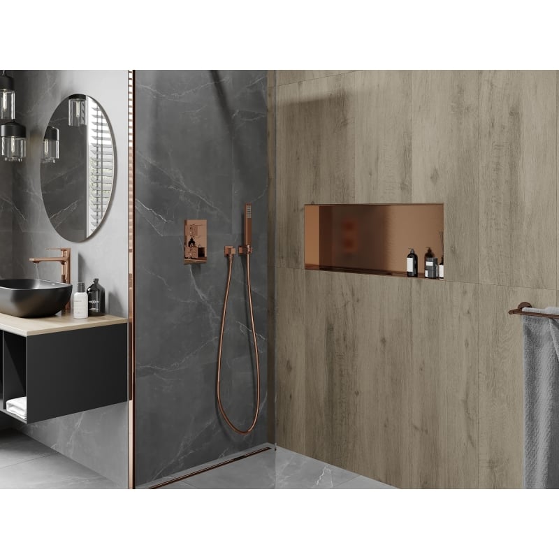 Mexen X-Wall-NR recessed shelf without flange 75 x 30 cm, brushed copper - 19C1753010