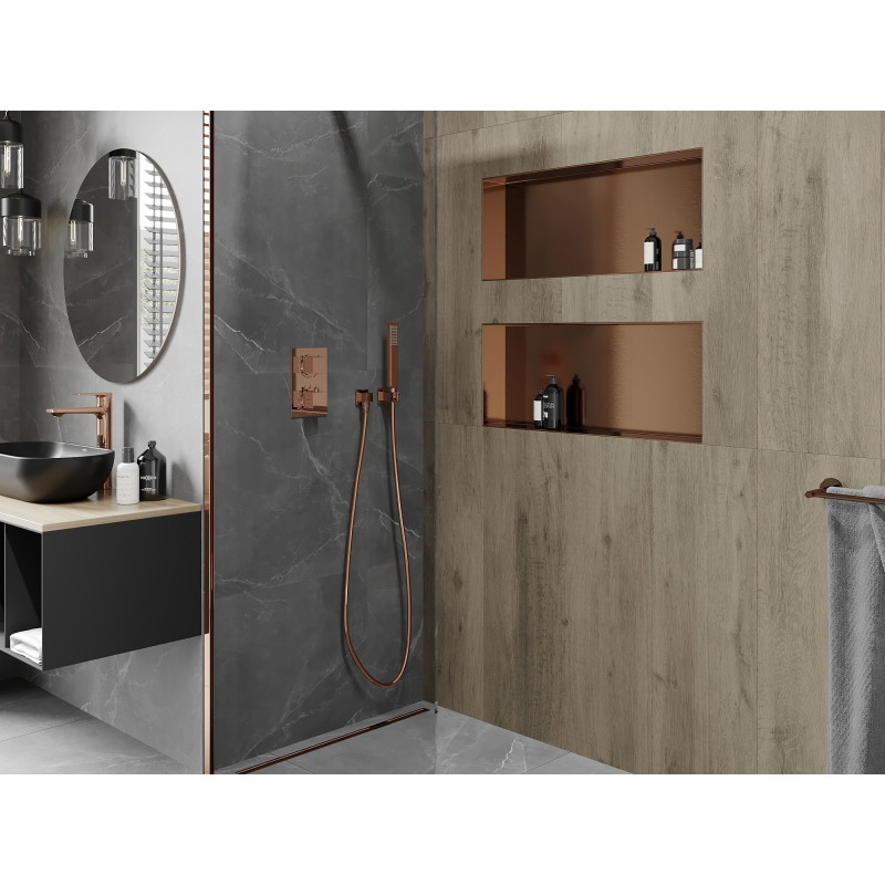 Mexen X-Wall-NR recessed shelf without flange 75 x 30 cm, brushed copper - 19C1753010