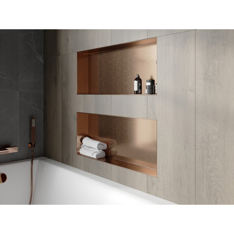 Mexen X-Wall-NR recessed shelf without flange 75 x 30 cm, brushed copper - 19C1753010