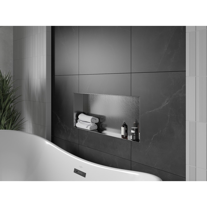 Mexen X-Wall-NR recessed shelf without flange 75 x 30 cm, brushed gun gray - 19E1753010