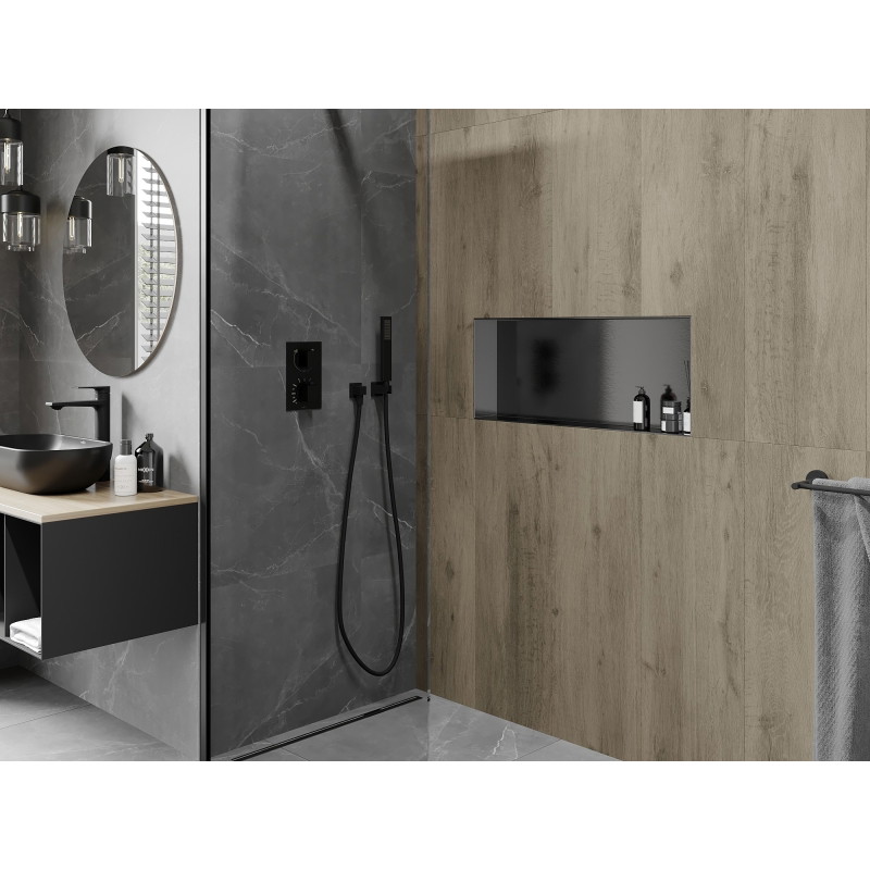 Mexen X-Wall-NR recessed shelf without flange 75 x 30 cm, brushed gun gray - 19E1753010