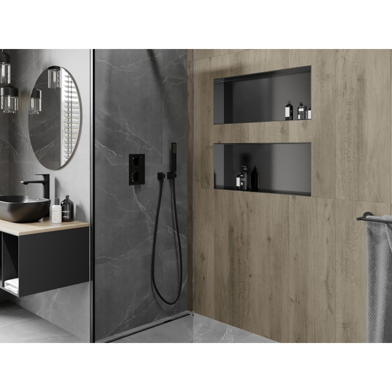 Mexen X-Wall-NR recessed shelf without flange 75 x 30 cm, brushed gun gray - 19E1753010