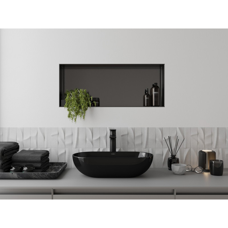 Mexen X-Wall-NR recessed shelf without flange 75 x 30 cm, brushed gun gray - 19E1753010