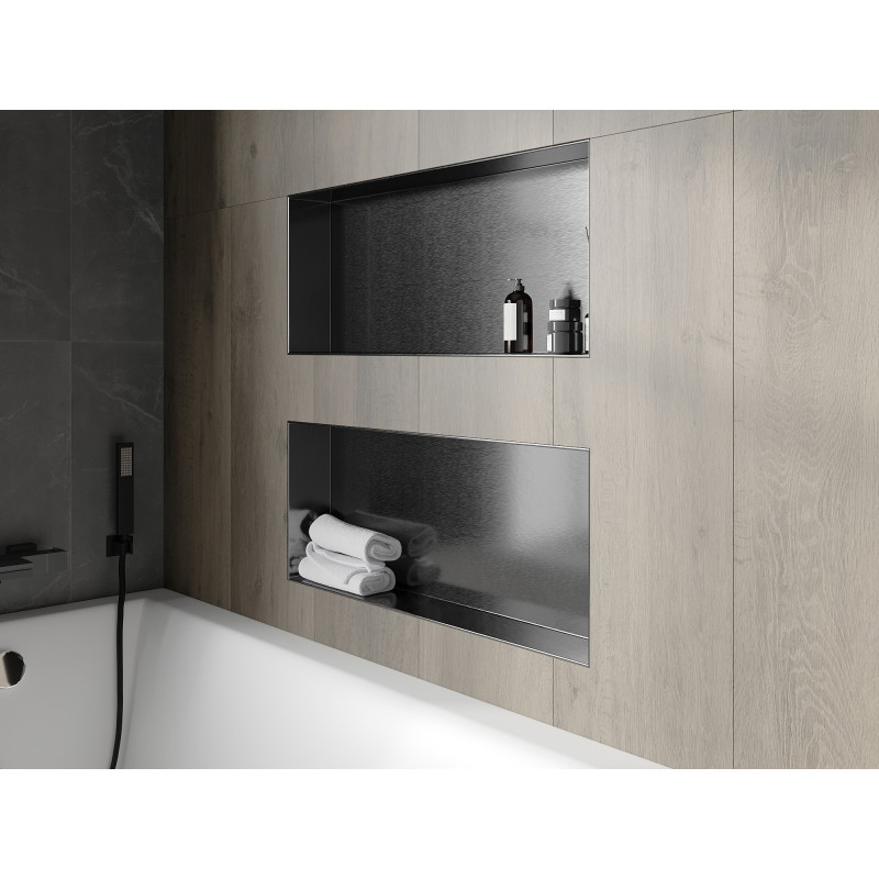 Mexen X-Wall-NR recessed shelf without flange 75 x 30 cm, brushed gun gray - 19E1753010