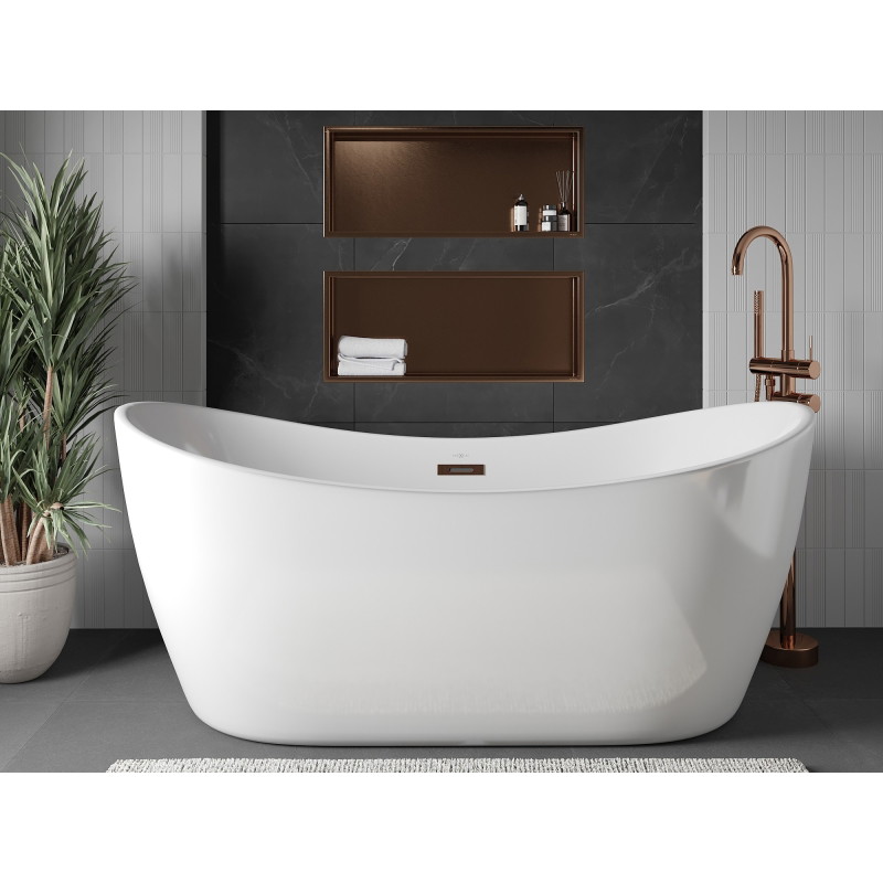 Mexen X-Wall-R recessed shelf with flange 75 x 30 cm, brushed copper - 19C0753010