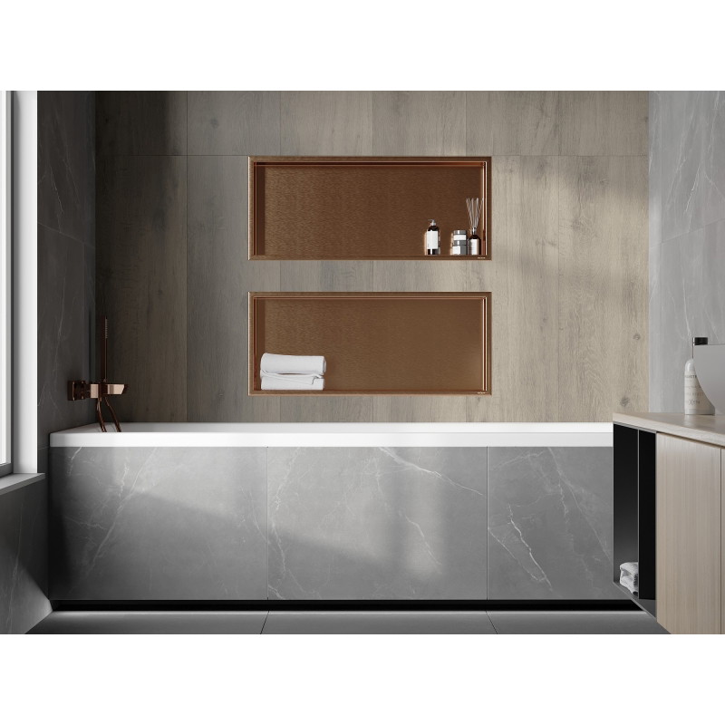 Mexen X-Wall-R recessed shelf with flange 75 x 30 cm, brushed copper - 19C0753010