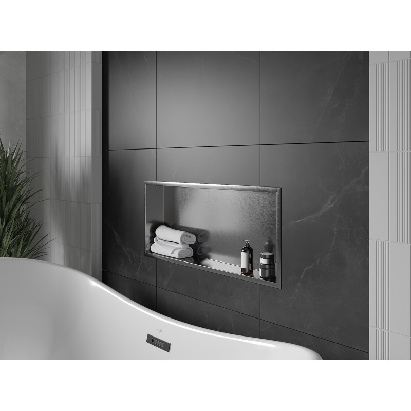 Mexen X-Wall-R niche shelf with flange 75 x 30 cm, gun gray brushed - 19E0753010