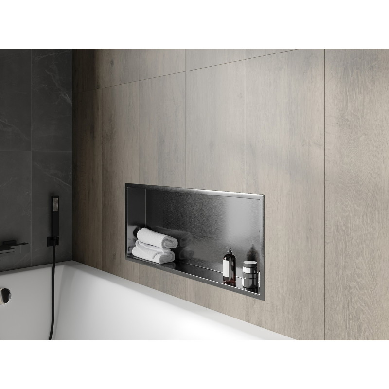 Mexen X-Wall-R niche shelf with flange 75 x 30 cm, gun gray brushed - 19E0753010