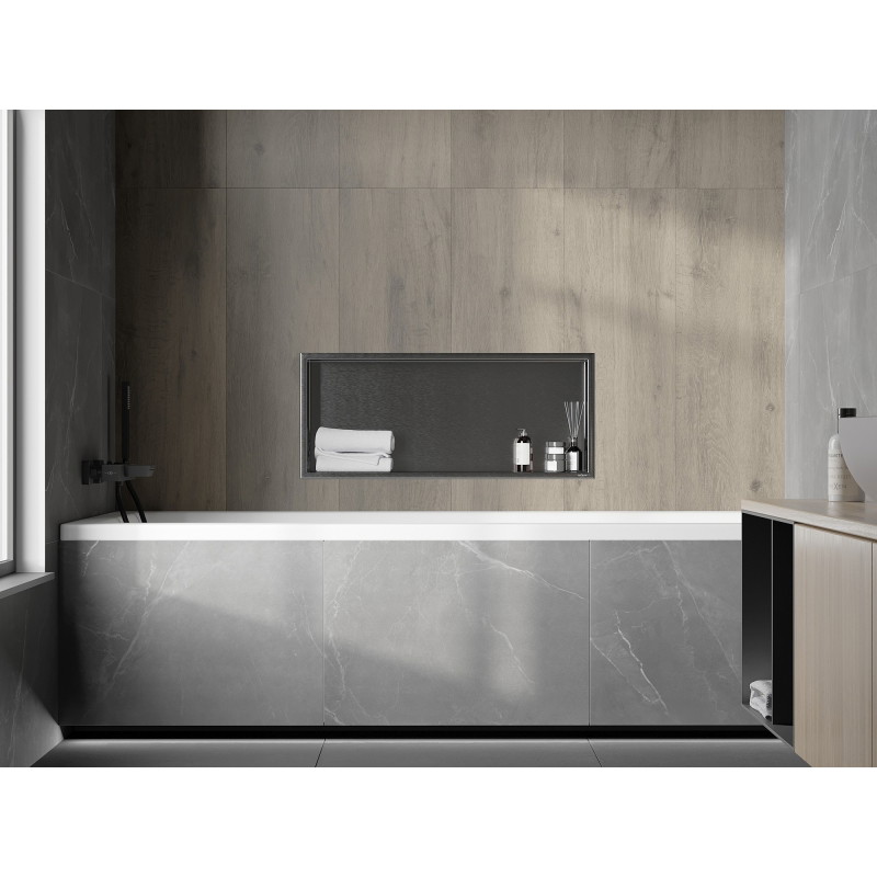 Mexen X-Wall-R niche shelf with flange 75 x 30 cm, gun gray brushed - 19E0753010