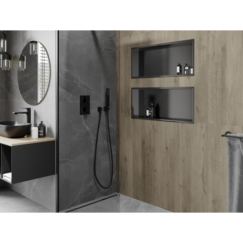 Mexen X-Wall-R niche shelf with flange 75 x 30 cm, gun gray brushed - 19E0753010