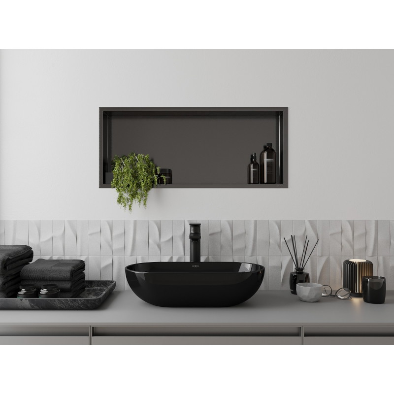 Mexen X-Wall-R niche shelf with flange 75 x 30 cm, gun gray brushed - 19E0753010