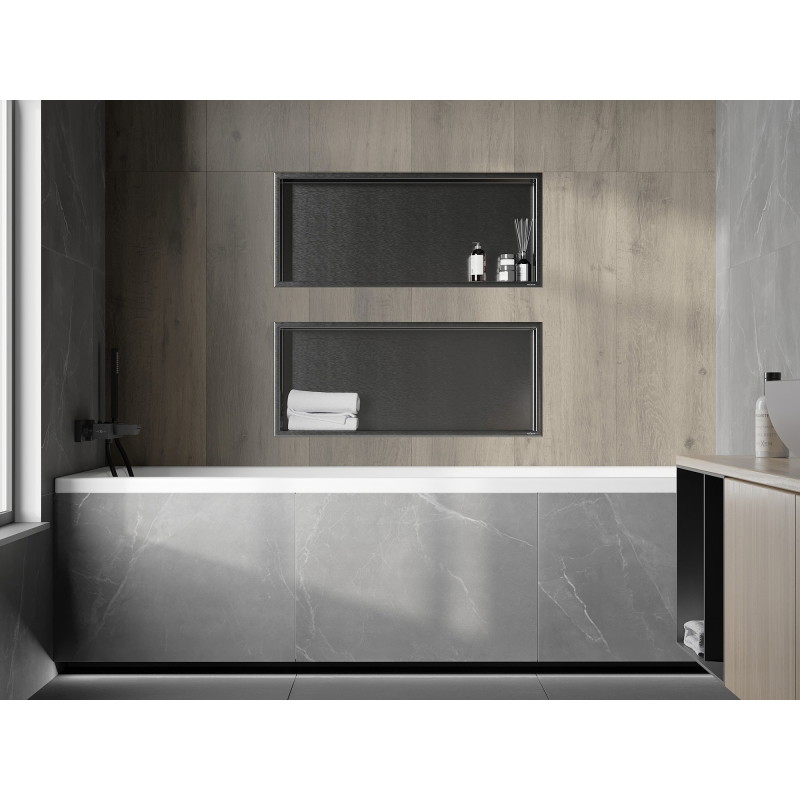Mexen X-Wall-R niche shelf with flange 75 x 30 cm, gun gray brushed - 19E0753010