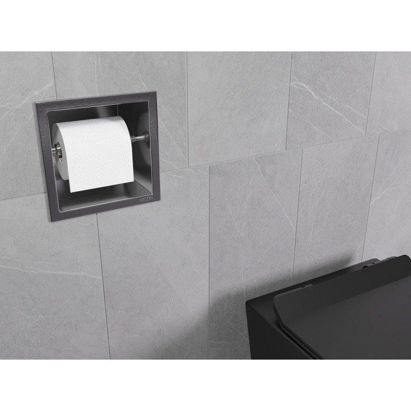 Mexen X-Wall-P toilet paper holder, brushed gun gray - 19E3