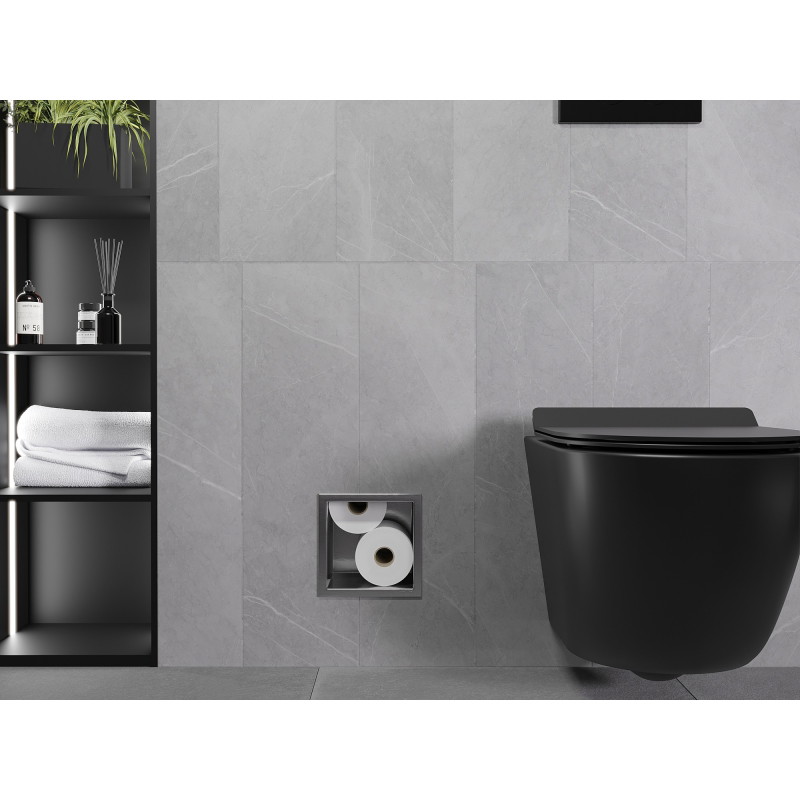 Mexen X-Wall-B toilet paper holder, brushed gun gray - 19E5