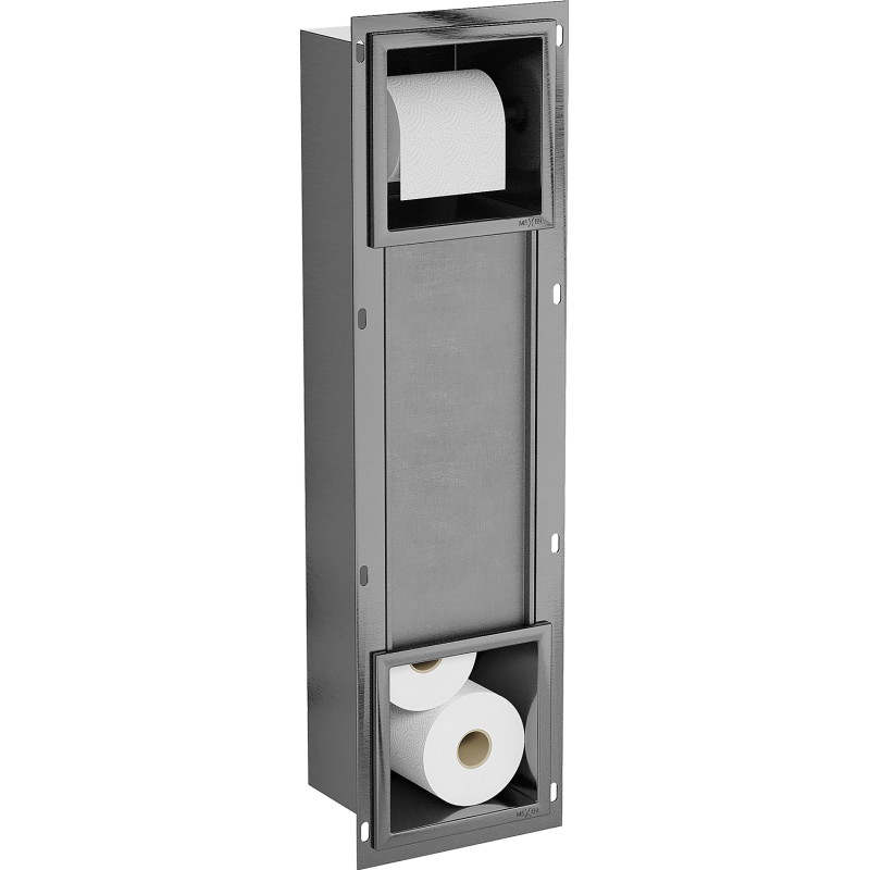 Mexen X-Wall-BP toilet paper holder with magazine, brushed gun gray - 19E4