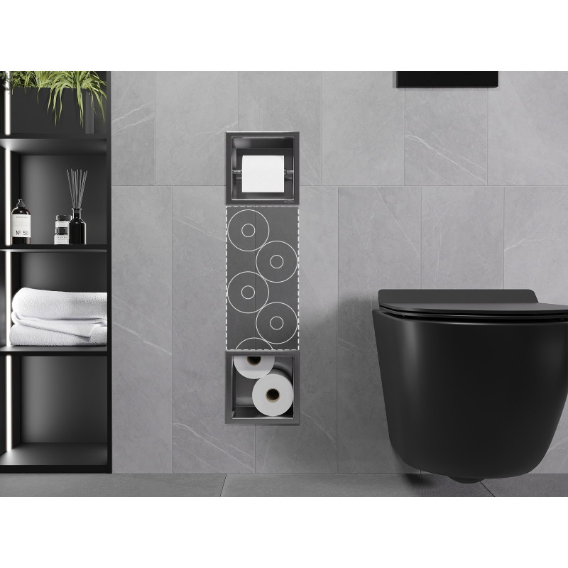 Mexen X-Wall-BP toilet paper holder with magazine, brushed gun gray - 19E4