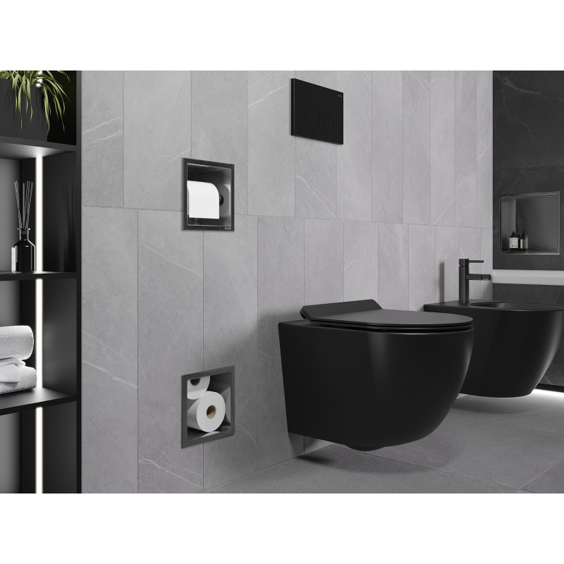 Mexen X-Wall-BP toilet paper holder with magazine, brushed gun gray - 19E4
