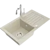 Mexen Pablo 1-bowl granite sink with drainer and Carla kitchen tap, beige - 6510-69-670700-00