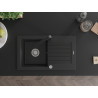 Mexen Pablo 1-bowl granite sink with drainer and Rita kitchen faucet, black - 6510-77-670300-70