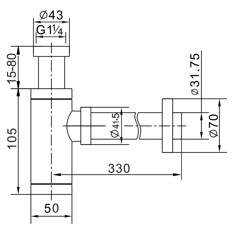 Mexen square washbasin semi-siphon, gold - 79960-50