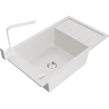 Mexen Elias 1-compartment granite sink with a drip tray and kitchen mixer tap Rita, White - 6511-20-670300-20