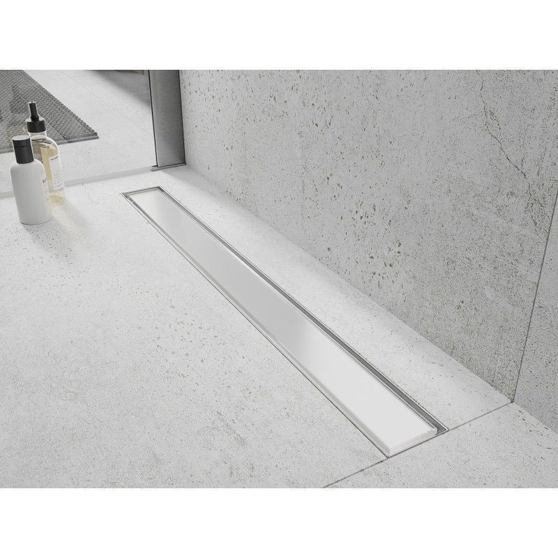 Mexen Flat MGW linear drain 50 cm, white glass - 1027050-15