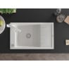 Mexen Elias 1-bowl granite sink with drainer and Rita kitchen faucet, white - 6511-20-670300-20