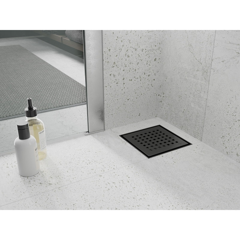 Mexen Flat-Q M08 square floor drain 12 x 12 cm, black - 1710512