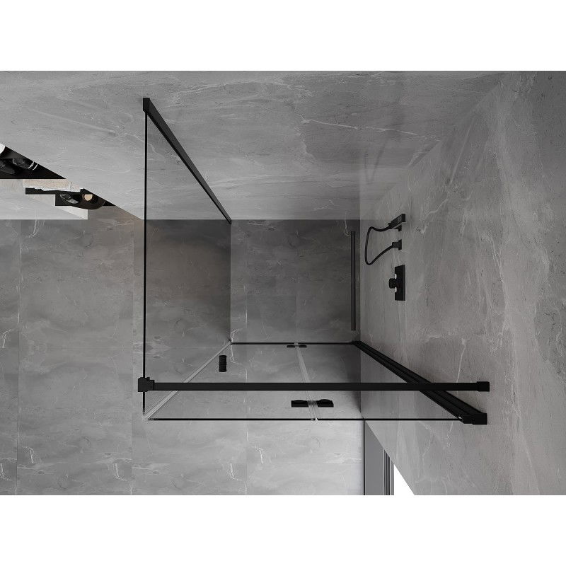 Mexen Mist-F folding shower cabin right 70 x 70 cm, transparent, black - 8A6T-070-070-70-00-P