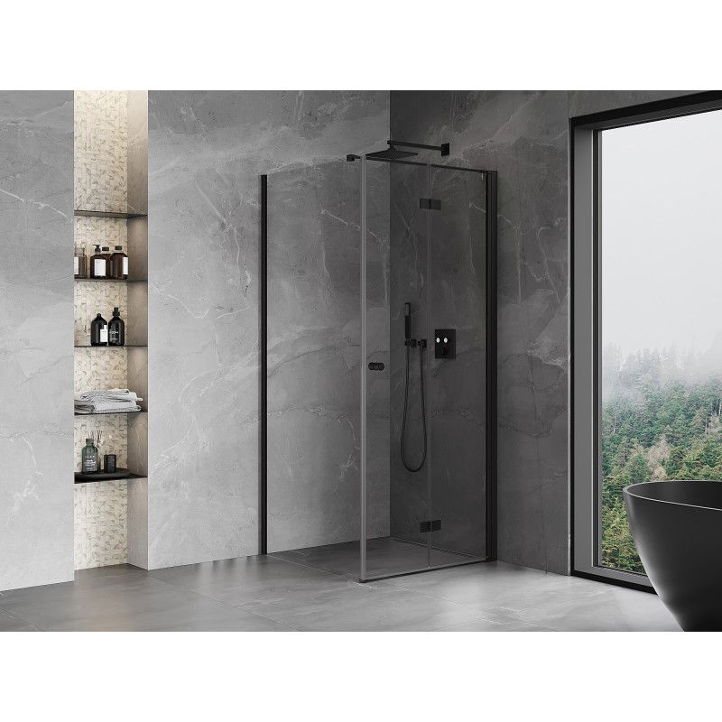 Mexen Mist-F folding shower cabin right 70 x 70 cm, transparent, black - 8A6T-070-070-70-00-P