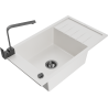 Mexen Elias 1-compartment granite sink with a drip tray and kitchen mixer tap Rita, White - 6511-20-670300-70