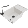 Mexen Elias granite kitchen sink 1-bowl with drainer and Rita kitchen tap, white - 6511-20-670300-70