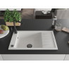Mexen Elias 1-bowl granite sink with drainer and kitchen faucet Rita, white - 6511-20-670300-70