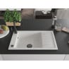 Mexen Elias granite kitchen sink 1-bowl with drainer and Rita kitchen tap, white - 6511-20-670300-70