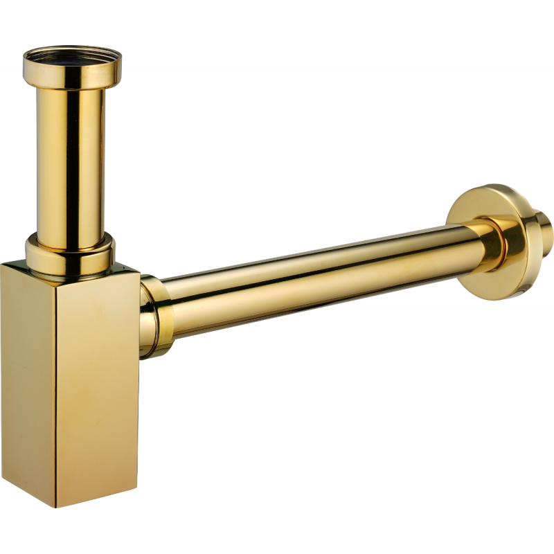 Mexen square washbasin half-siphon, gold - 79960-50
