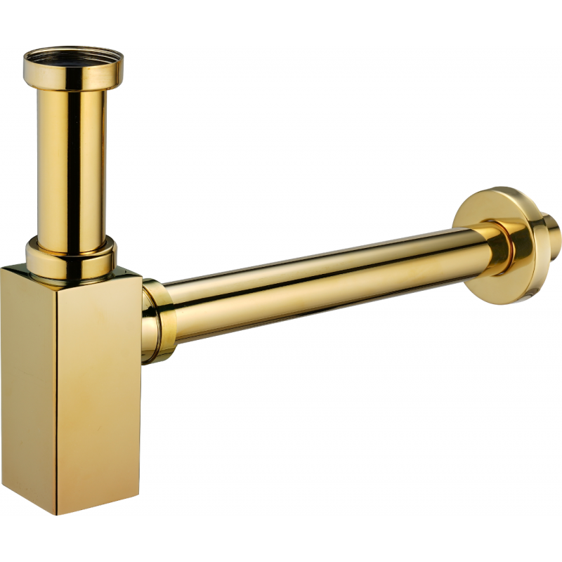 Mexen square washbasin semi-siphon, gold - 79960-50