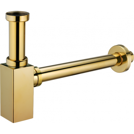 Mexen square washbasin half-siphon, gold - 79960-50