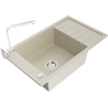 Mexen Elias 1-compartment granite sink with a drip tray and kitchen mixer tap Rita, Beige - 6511-69-670300-00