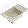 Mexen Elias granite sink single-bowl with drainer and Rita kitchen tap, beige - 6511-69-670300-00
