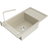 Mexen Elias 1-compartment granite sink with a drip tray and kitchen mixer tap Rita, Beige - 6511-69-670300-69