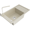 Mexen Elias Rita beige granite kitchen sink 1-bowl with drainer and kitchen faucet - 6511-69-670300-69